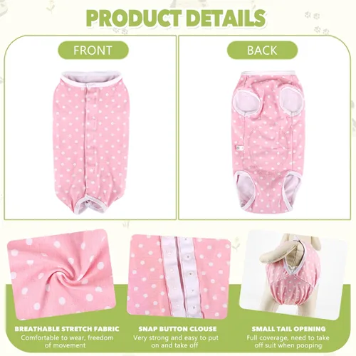 Miniatura 3 de Pañales para perros, mameluco de período para hembras, bragas sanitarias para perras, pañales térmicos para perros pequeños y medianos, puntos