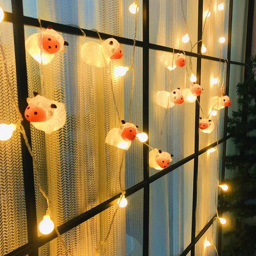 Miniatura 9 de Guirnalda de luces de oveja de 5.4 pies, 10 LED, adornos novedosos de cabras, luces de hadas de cordero alimentadas por pilas para decoración