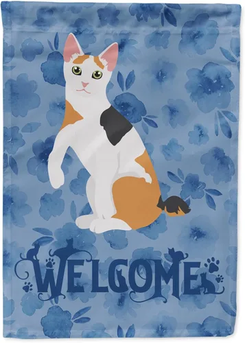 Miniatura 53 de Caroline's Treasures CK5047CHF Ojos Azules - Bandera de bienvenida con diseño de gato para casa de porche, grande, para colgar en la pared