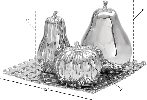 Miniatura 12 de Deco 79 Escultura decorativa de frutas de cerámica, pera, calabaza y calabaza, estatuas de decoración del hogar con placa de rejilla decorativa