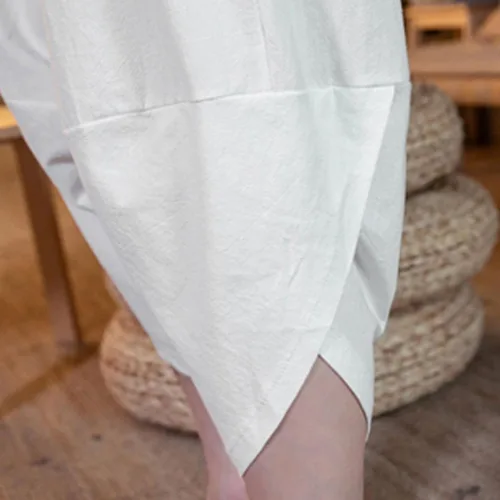 Miniatura 5 de Conjunto de 2 piezas de pantalones cortos de algodón y lino, conjuntos de chándal de manga corta con cuello en V y pantalones largos, ropa de playa