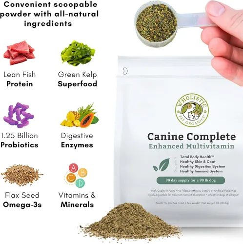 Miniatura 3 de Wholistic Pet Organics Canine Complete - Polvo multivitamínico para perros, 4 libras, vitaminas diarias para perros y suplementos para alimentos
