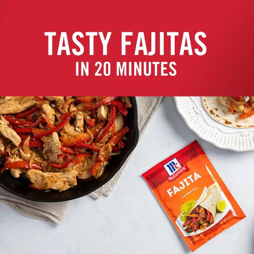 Miniatura 4 de McCormick Mezcla de condimentos, para fajitas estilo restaurante en casa. Se puede utilizar con: pollo, filete, camarones, verduras, 1.12 oz