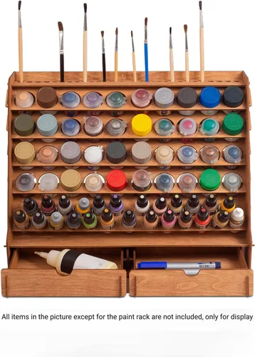 Miniatura 6 de Plydolex Soporte de Pintura para Pared - Funciona para Warhammer 40K, DnD, Otras Figuras - 65 Agujeros para Vallejo, Citadel, Tamiya, 30 Agujeros De