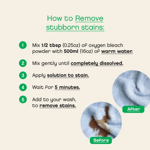 Miniatura 7 de AspenClean Polvo de blanqueador de oxígeno sin perfume Quitamanchas de lavandería de color seguro Alternativa a la lejía EWG Verified™