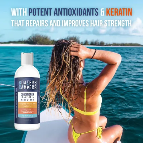 Miniatura 3 de STREAM 2 SEA Acondicionador para el cabello Boaters and Campers, seguro para arrecifes de 4 onzas, sin fragancia, acondicionador natural
