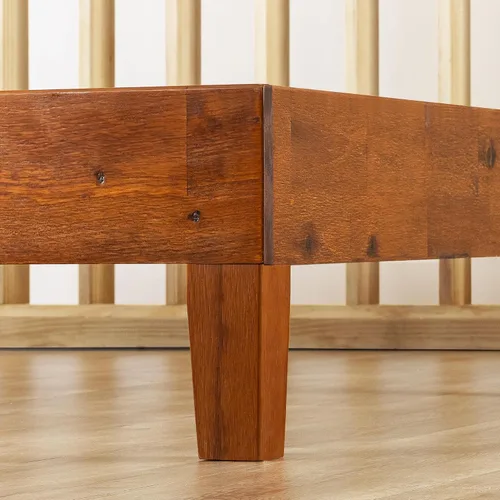 Miniatura 7 de Mellow Naturalista Grand - Cama de plataforma de madera maciza de 12 pulgadas con listones de madera, no necesita somier, tamaño matrimonial (cereza)