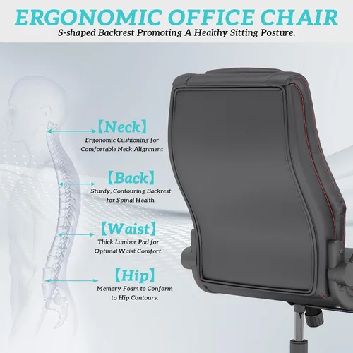 Miniatura 8 de GYI O205P - Silla de oficina ejecutiva de respaldo alto, silla de oficina grande y alta, 400 libras con ruedas de goma, sillas de escritorio