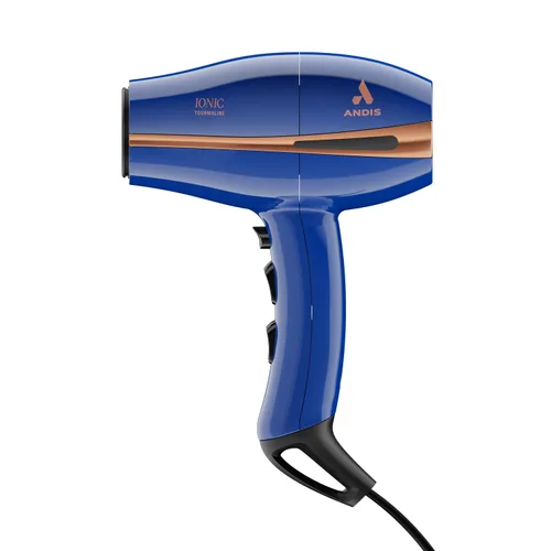 Andis 84040 Pro Dry Elite - Secador de pelo iónico de turmalina multiajuste de 1875 W, 3 ajustes de calor y 2 ajustes de velocidad, accesorio de Azul