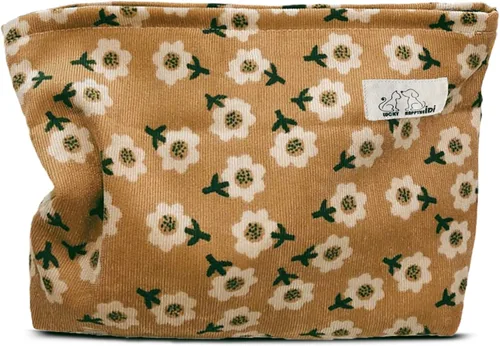 Bolsa de maquillaje estética HAPPYHEIDI, bolsa de cosméticos y artículos de aseo con cremallera para viajes, con forro de lona, organizador de 001