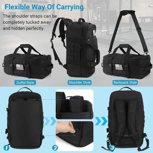 Miniatura 6 de Bolsa de gimnasio para hombre, Negro-2, Mediana, Moderno