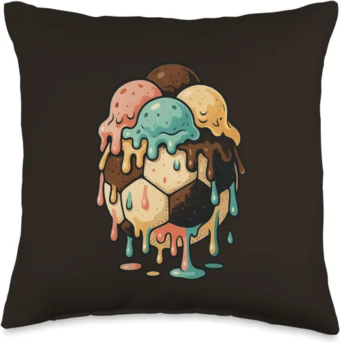 Retro divertido helado balón de fútbol para niños niñas niños tiro almohada