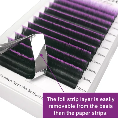 Miniatura 2 de CoMango Extensiones de pestañas de color morado degradado, rizo C, volumen fácil, mate, extensiones de pestañas autoaplicables para uso en salón