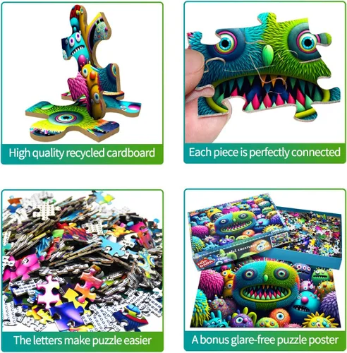 Miniatura 4 de HUADADA Rompecabezas de 1000 piezas para adultos, criaturas coloridas, rompecabezas para adultos y niños, juegos educativos de 1000 piezas