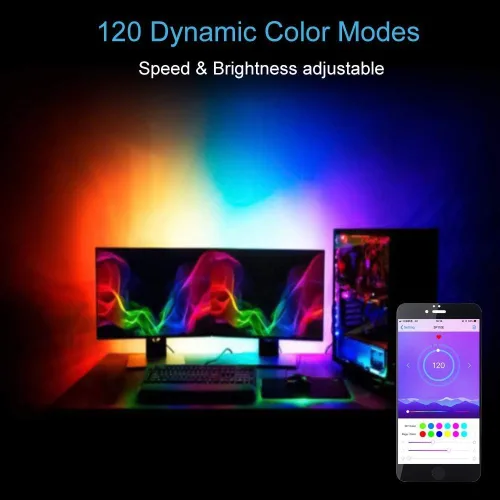 Miniatura 8 de ALITOVE WS2811 Dream Color RGB - Tira de luces LED Bluetooth, control de aplicación Bluetooth, tira de luz LED direccionable de 300 LED de 16.4 pies