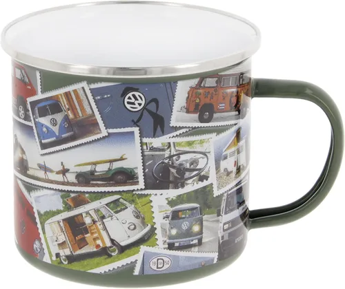 Miniatura 9 de BRISA VW Collection - Taza grande esmaltada para café y té Volkswagen para acampar y al aire libre, T1 autobús autocaravana