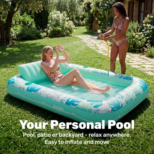 Miniatura 3 de SLOOSH Flotador inflable para piscina de bronceado, 85 x 57 pulgadas, flotadores de piscina extra grandes para adultos con almohada, flotador 4