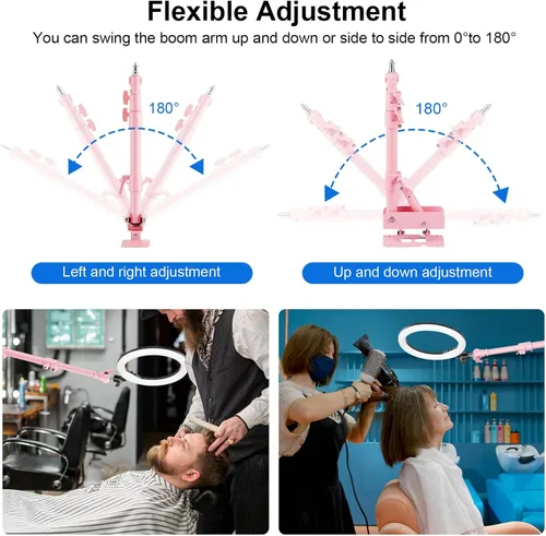 Miniatura 3 de Selens Anillo de luz de montaje de pared 39.37 pulgadas con brazo giratorio de 180° para salones de belleza, peluquería, tatuaje, transmisión