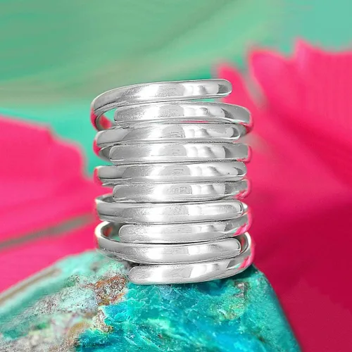 Miniatura 4 de Boho-Magic Anillos de plata de ley 925 para mujer, anillo ancho