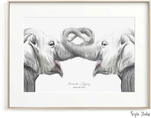 Miniatura 10 de Triple Studio Regalo de boda personalizado, impresión artística de pájaro con nombre y fecha personalizados, celebración de aniversario para novio
