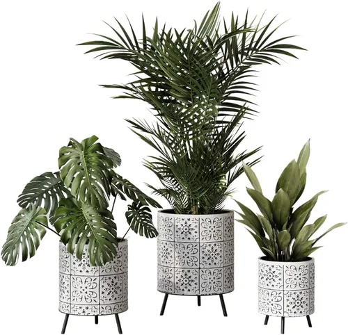 EverNest Tristan - Maceta minimalista neutra de estilo moderno blanco y negro con soporte Nyra, macetas SelectBase, maceta de interior, decoración