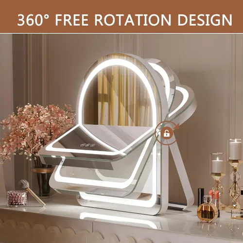 Miniatura 5 de Hasipu Espejo de tocador con luces, espejo de maquillaje LED arqueado de 11 x 14 pulgadas, espejo de maquillaje iluminado con luces, control táctil