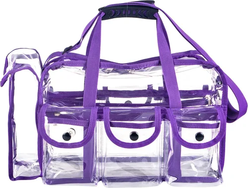 Miniatura 10 de Bolsa de maquillaje profesional de PVC transparente de gran apertura, bolsa de cosméticos para uñas, bolsas de belleza, organizador de herramientas