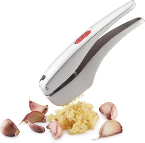 Zyliss Susi 3 Prensa de Ajo - Prensa de Aluminio con Herramienta de Limpieza Incorporada - Trituradora, Picadora y Peladora de Ajo para Dientes Sin