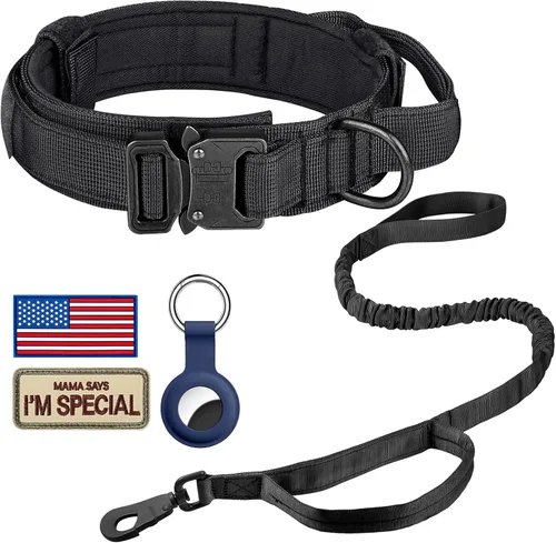 Miniatura 14 de DAGANXI Collar táctico para perro, collar ajustable de nailon para entrenamiento militar con asa de control y hebilla de metal pesado para perros