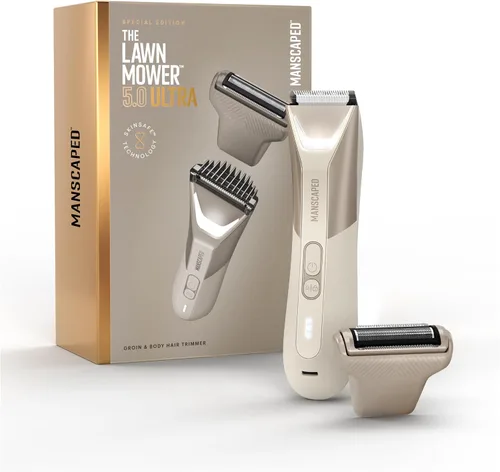 MANSCAPED® The Lawn Mower® 5.0 Ultra - Cortadora de pelo para ingle y cuerpo – Cortadora SkinSafe® de doble cabeza y hojas de aluminio, peluquería