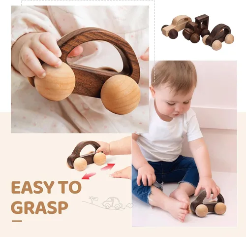 Miniatura 3 de 3 juguetes de madera para bebés, juguetes Montessori para bebés de 0 a 6 a 12 meses, juguetes de agarre para bebés, juguetes de empuje para regalo