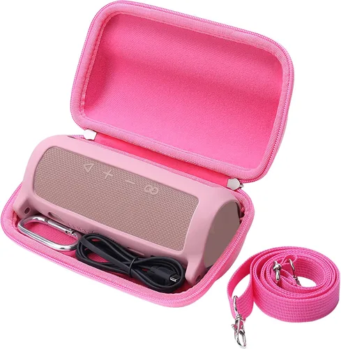 Khanka Funda rígida de viaje + funda de silicona de repuesto para altavoz Bluetooth portátil impermeable JBL Flip 6 (rosa)