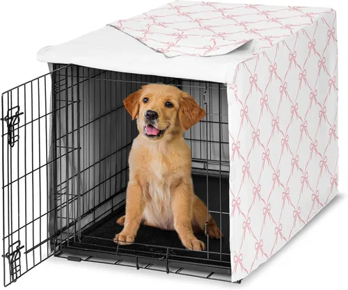 Miniatura 22 de Sweet Jojo Designs Cubierta para jaula de perro de 36 pulgadas (Boho Floral Rosa/Gris) para niñas, cubierta para perrera