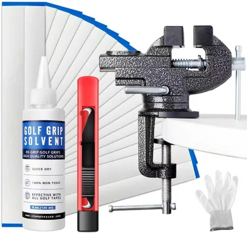 Miniatura 6 de CHAMPKEY Deluxe Grip Repair Kits for Regripping Golf Clubs - Inlcudes Hook Knife, 2" x 10" Professional Tapes, 5 oz Solvent and Rubber Vise Clamp