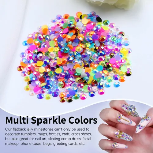 Miniatura 4 de 2000 piezas de brillantes de resina con parte trasera plana de 4 mm, brillantes de resina de gel AB azul claro/azul cielo para tazas, botellas, Azul