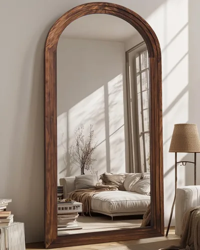 Miniatura 25 de Espejo de longitud completa, espejo de madera de 71 x 32 pulgadas, espejo de piso de madera con soporte, espejos de pie de gran tamaño, espejos
