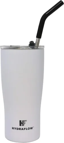 Miniatura 5 de HYDRAFLOW Capri - Vaso de 20 onzas con popote – Vaso aislado al vacío de triple pared – Vaso aislado al vacío – Vaso de acero inoxidable – Vaso