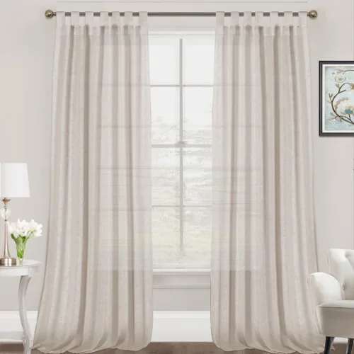Miniatura 10 de FantasDecor Cortinas de lino de 63 pulgadas de largo, 2 paneles con pestañas superiores para sala de estar/dormitorio, cortinas texturizadas de lino