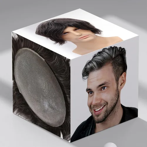 Miniatura 15 de toupee tupé para hombres 0.002 in ultra suave y transparente piel fina con bucle en V línea capilar natural para hombre, extensiones de cabello 1B