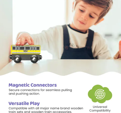 Miniatura 2 de Maxim Enterprise Juego de 6 vagones de tren de madera – Locomotora/tren clásico rodante motores compatibles con Thomas Wooden Railway, Brio y otros