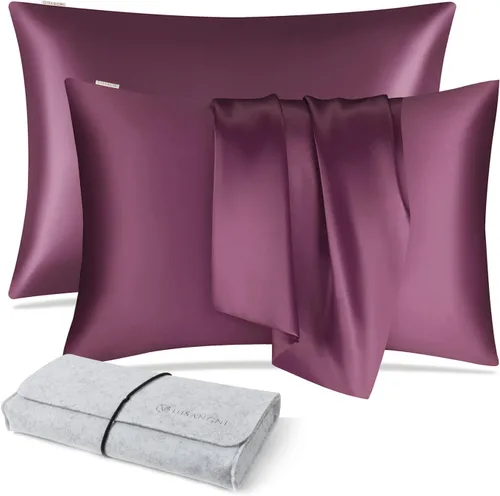 Miniatura 37 de DISANGNI Funda de almohada de seda de morera 100% natural para cabello y piel con cremallera oculta, 22 momme ambos lados