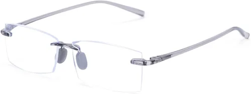 Miniatura 10 de TERAISE Anteojos de lectura sin montura cómodos, ligeros, sin marco, para hombres y mujeres, con bloqueo de luz azul, lentes de computadora Gris