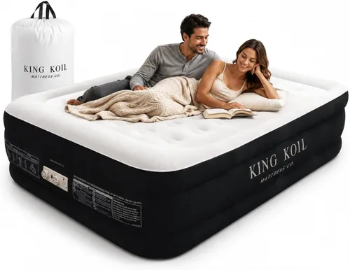 Miniatura 9 de King Koil - Colchón de aire de tamaño individual con almohada de lujo y bomba de alta velocidad incorporada para camping, hogar y huéspedes - Cama