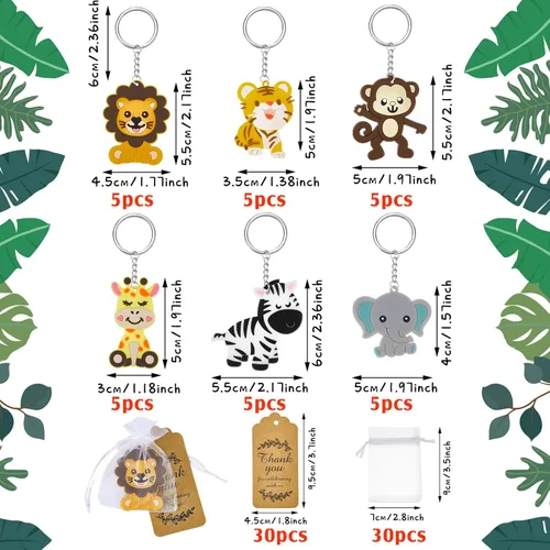 Miniatura 2 de 90 llaveros de animales de la selva Safari 2026 Vbs Baby Shower Party Favores 30 juegos lindos premios de baby shower, zoológico, escuela, carnaval
