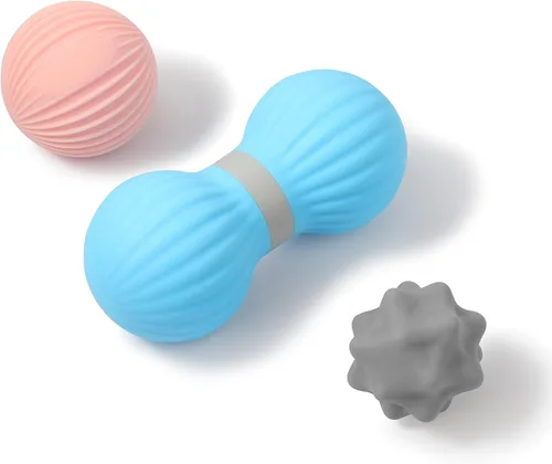Miniatura 11 de HODEMI Juego de bolas de masaje, 3 piezas, rodillo de pinchos, lacrosse y maní para nudos musculares, liberación de puntos gatillo miofascial
