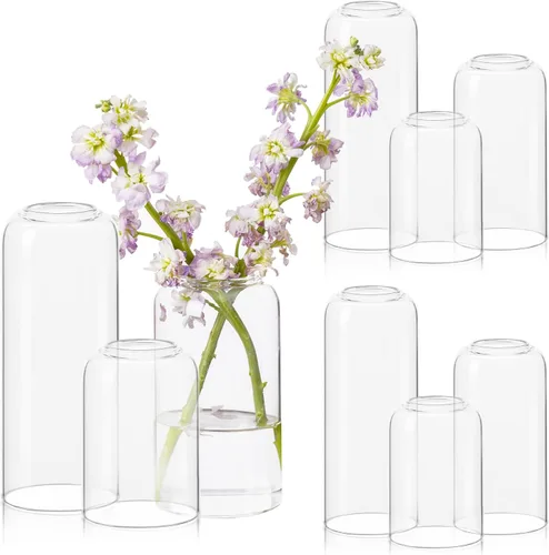 Juego de 9 jarrones de cristal transparentes para centros de mesa, jarrón de cristal pequeño moderno para bodas, fiestas, centros de mesa de