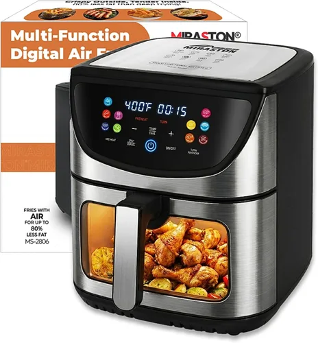 Miniatura 11 de Freidora de aire digital de 5.8QT con ventana visible, temperatura y temporizador ajustables, fritura al aire, recalentamiento, fácil para alimentos