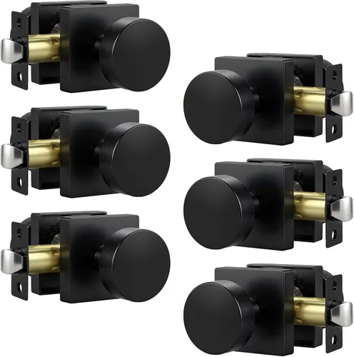 Miniatura 29 de Knobonly Paquete de 6 pomos de puerta negros para dormitorio y baño, pomos de puerta de privacidad interiores con cerradura, pomos de puerta