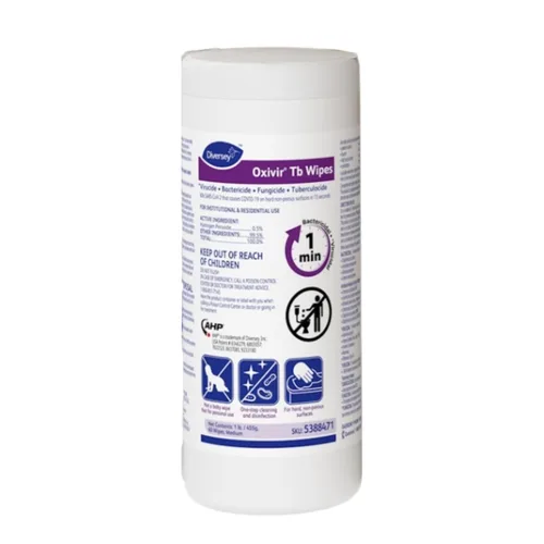 Miniatura 7 de Oxivir Diversey Tb 4599516 Toallitas desinfectantes de limpieza listas para usar, peróxido de hidrógeno acelerado, sin fragancia, hojas estándar