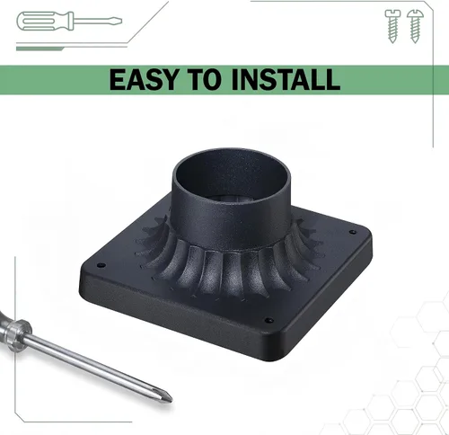 Miniatura 7 de LIT-PaTH Base de montaje de poste para exteriores, base de montaje en muelle para luz de poste estándar de 3 pulgadas, acabado negro mate, paquete